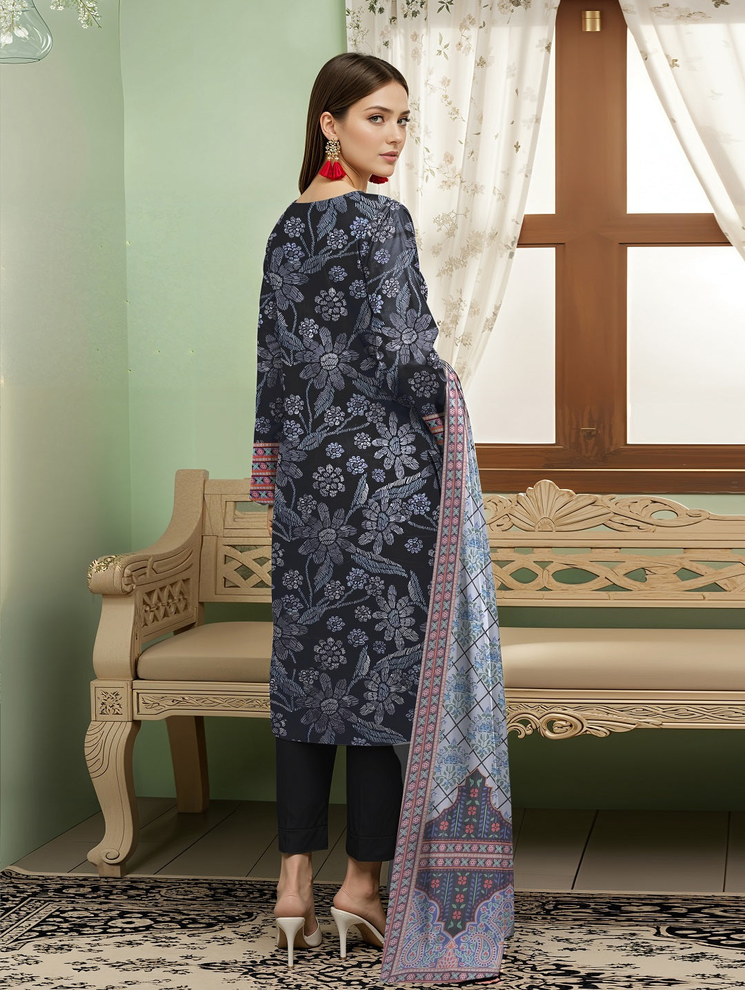 3 Pcs Lawn Unstitched Suit 520