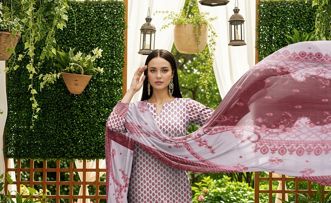 3 Pcs Lawn Unstitched Suit 522