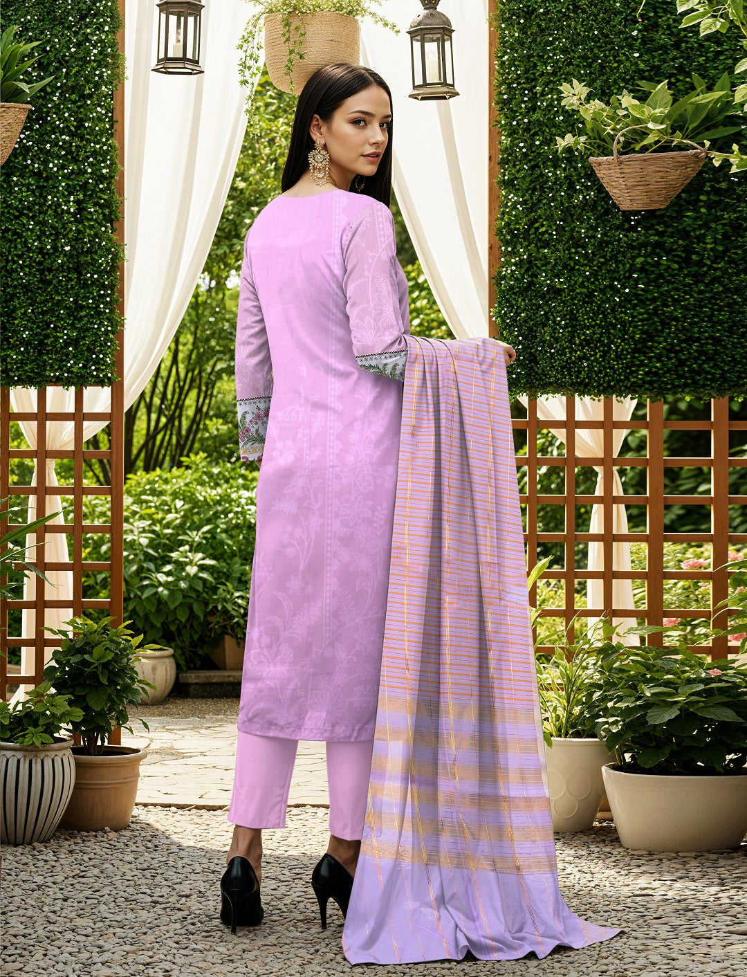3 Pcs Lawn Unstitched Suit 524