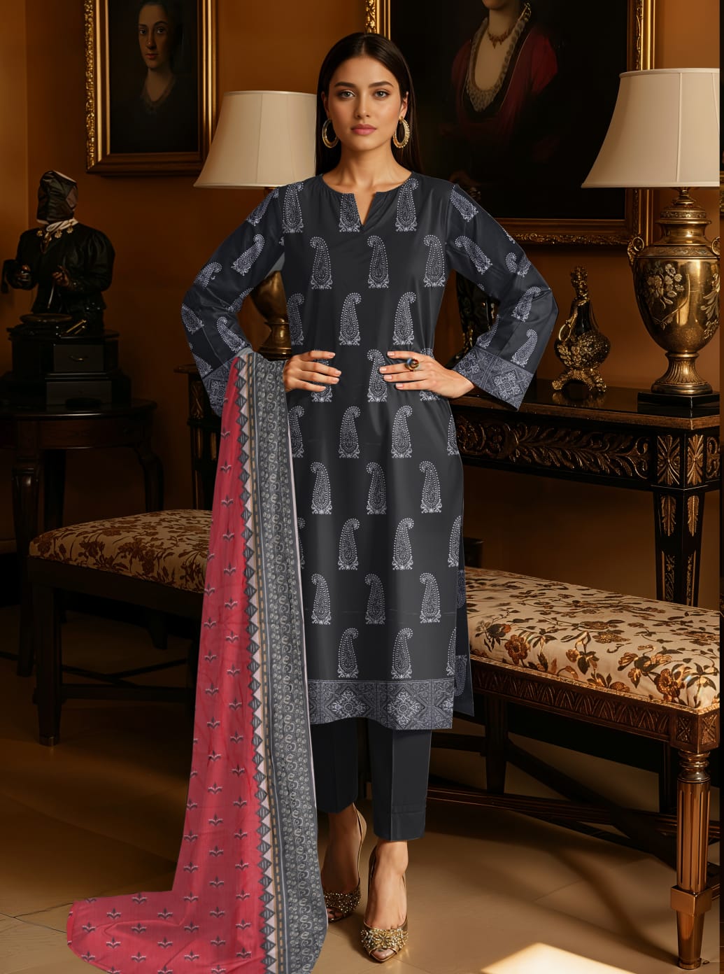 3 Pcs Lawn Unstitched Suit 546