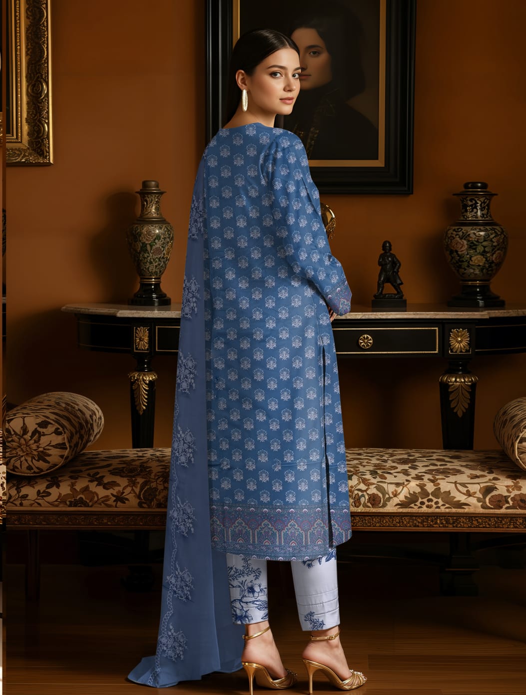 3 Pcs Lawn Unstitched Suit 547