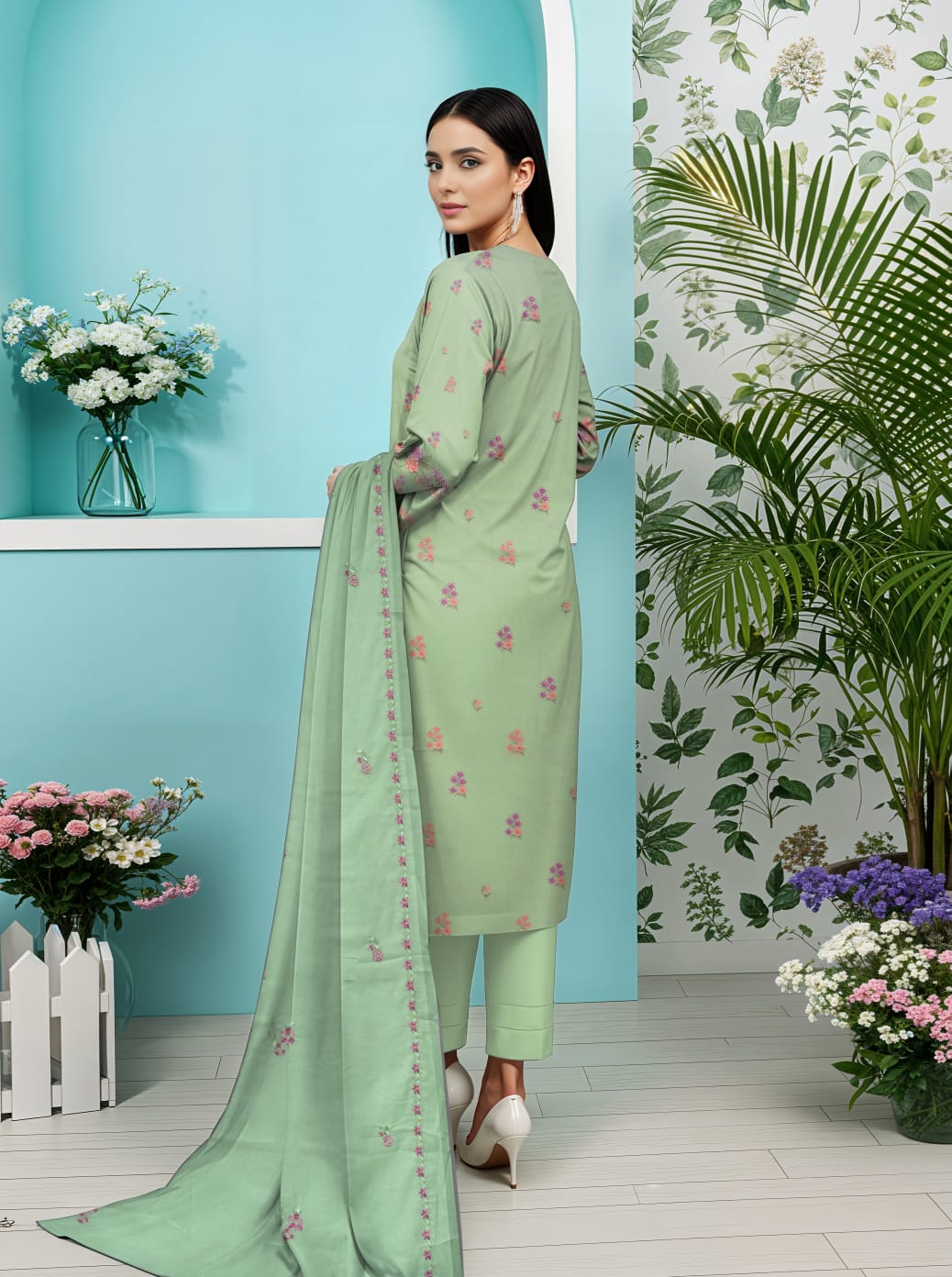 3 Pcs Lawn Unstitched Suit 556