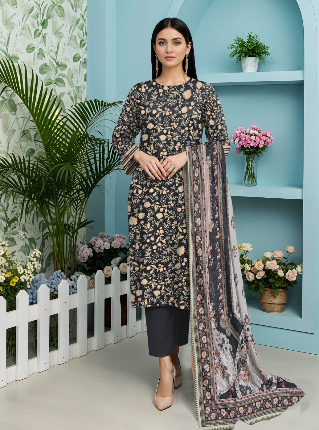 3 Pcs Lawn Unstitched Suit 557