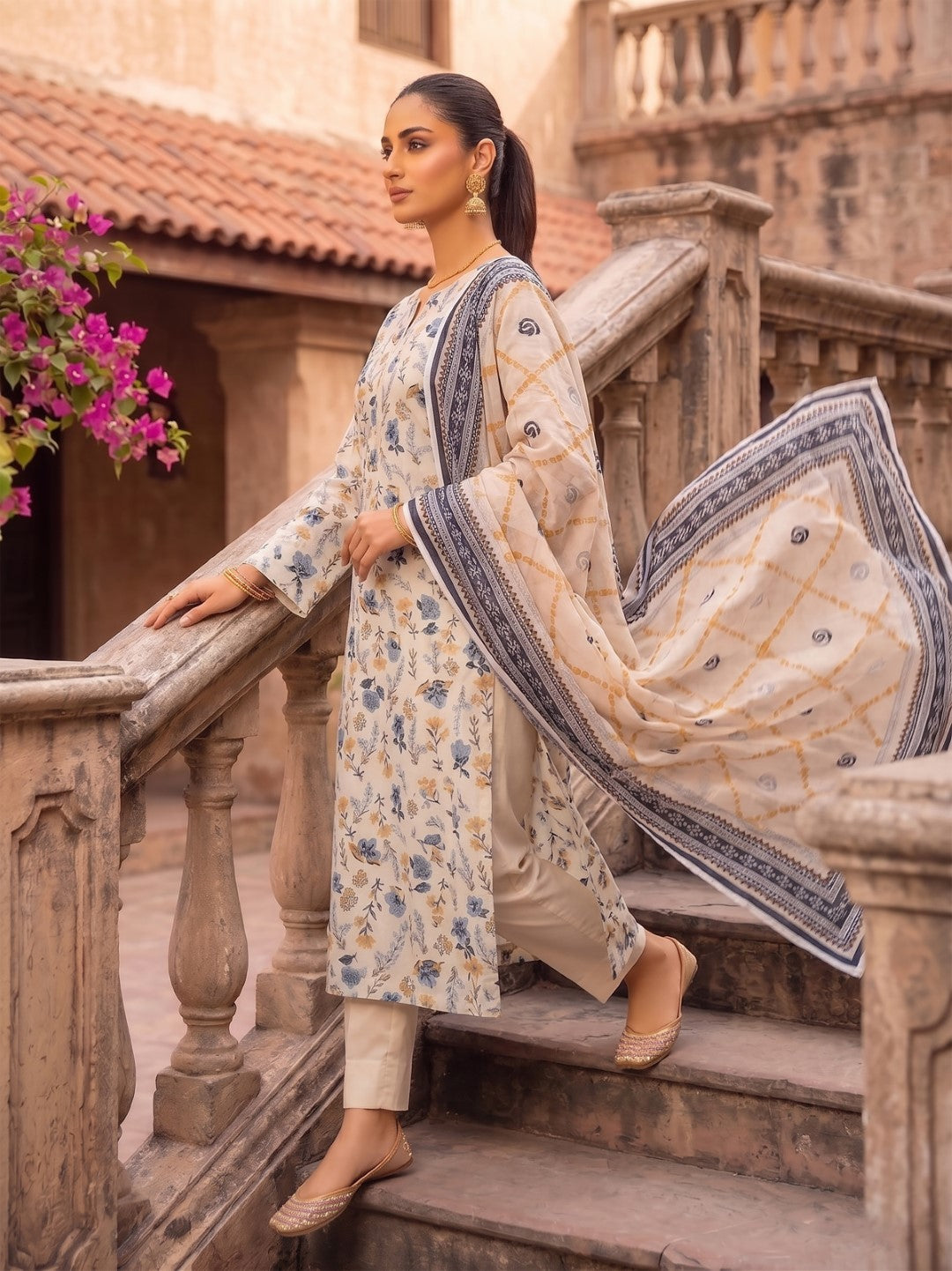3 Pcs Lawn Unstitched Suit 584