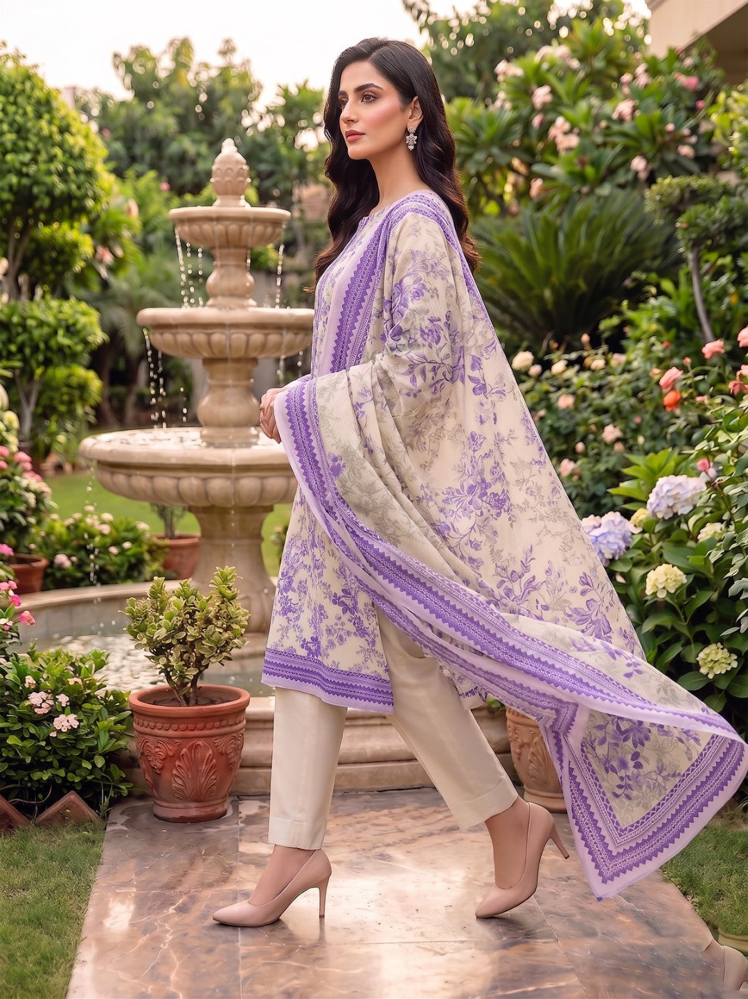 3 Pcs Lawn Unstitched Suit 588